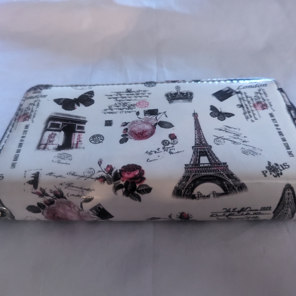 Paris London Butterfly Rose Wallet